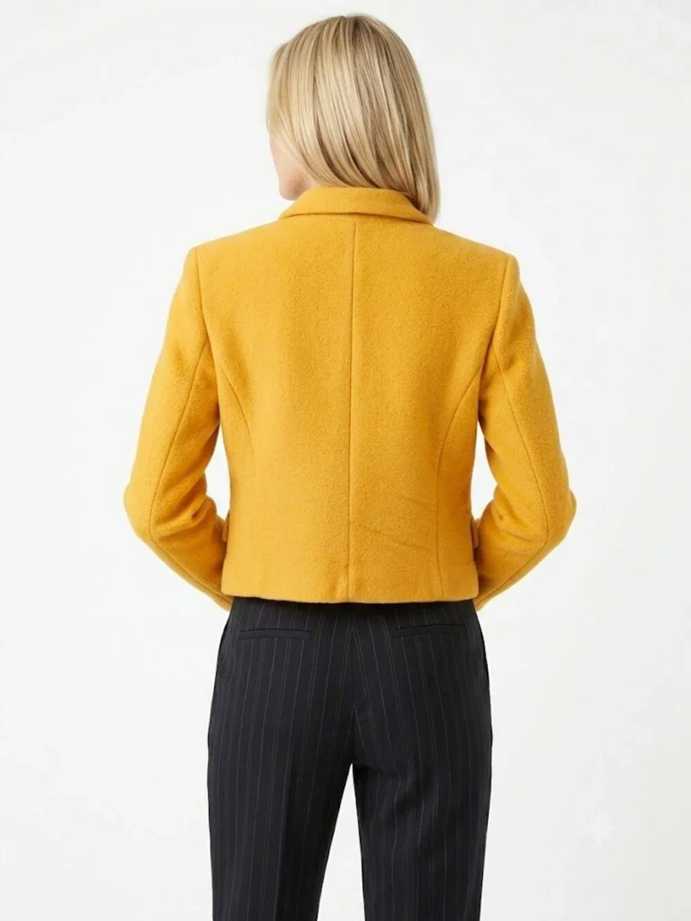 Express + Compagnie Internationale Fleece Cropped Blazer Marigold